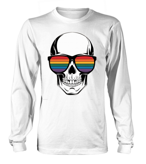 Gay Pride LGBTQ Halloween Skull Rainbow Sunglasses Long sleeved Unisex
