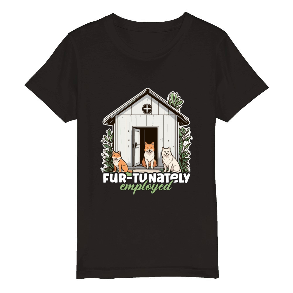 Animal Shelter Fur-tunately Employed Veterinarian Organic Kids Crewneck T-shirt