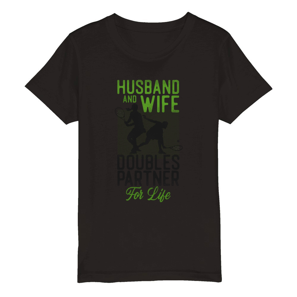 Funny Tennis Player Racket Husband Organic Kids Crewneck T-shirt