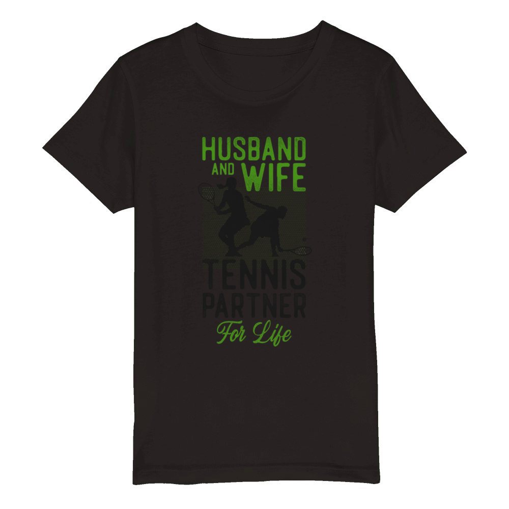Funny Tennis Player Racket Husband Organic Kids Crewneck T-shirt