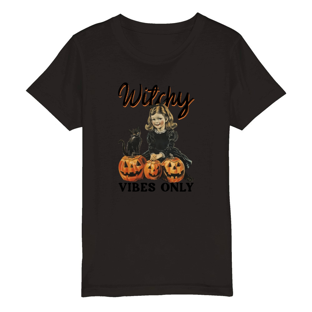 Witchy Vibes Only - Vintage Halloween Organic Kids Crewneck T-shirt