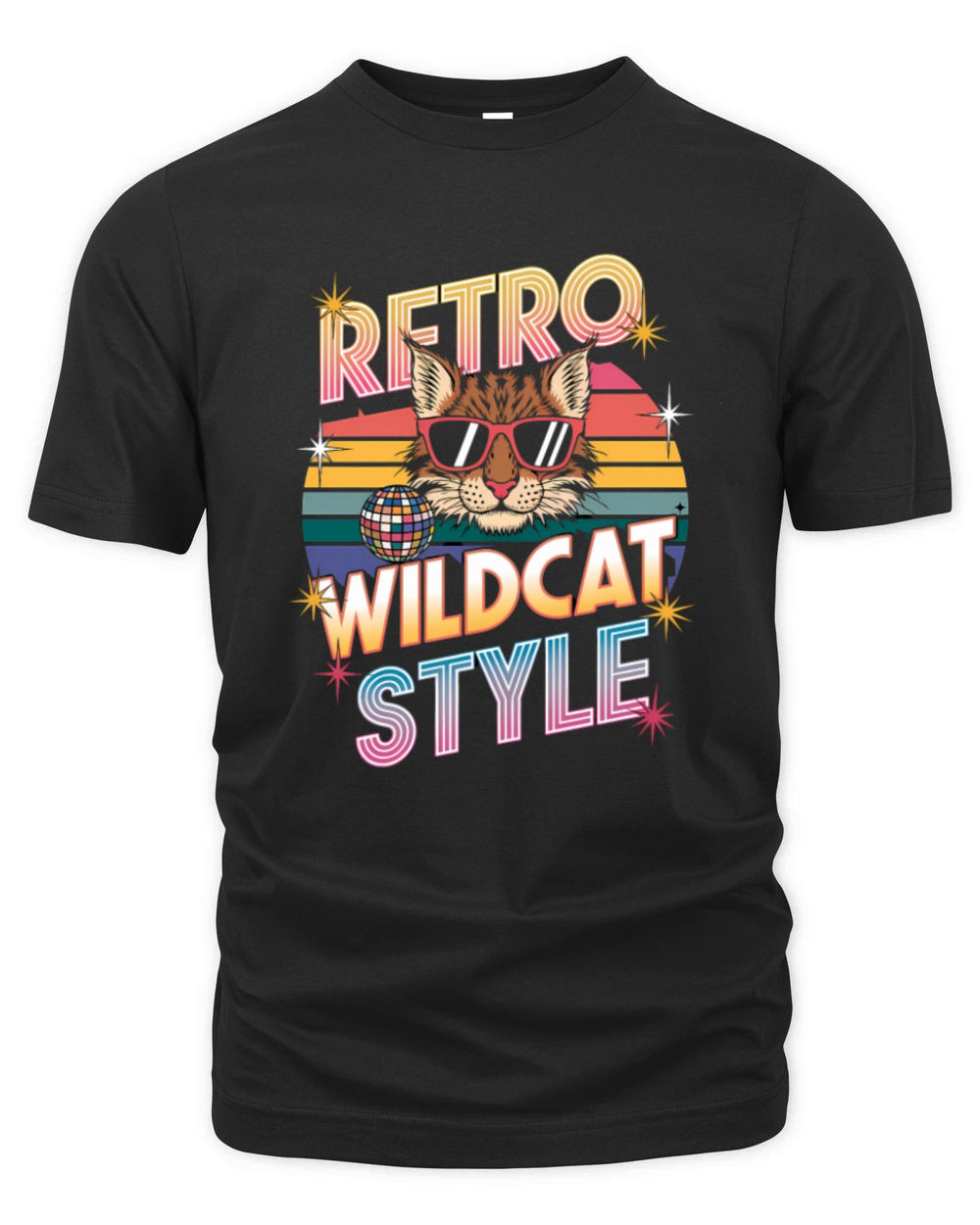 Funky Wildcat in Sunglasses Retro 80s Style Organic Unisex T-shirt