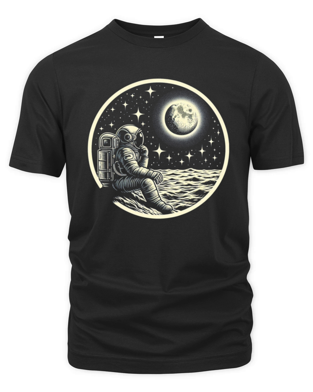 Retro astronaut watching stars space adventure 3 Organic Unisex T-shirt
