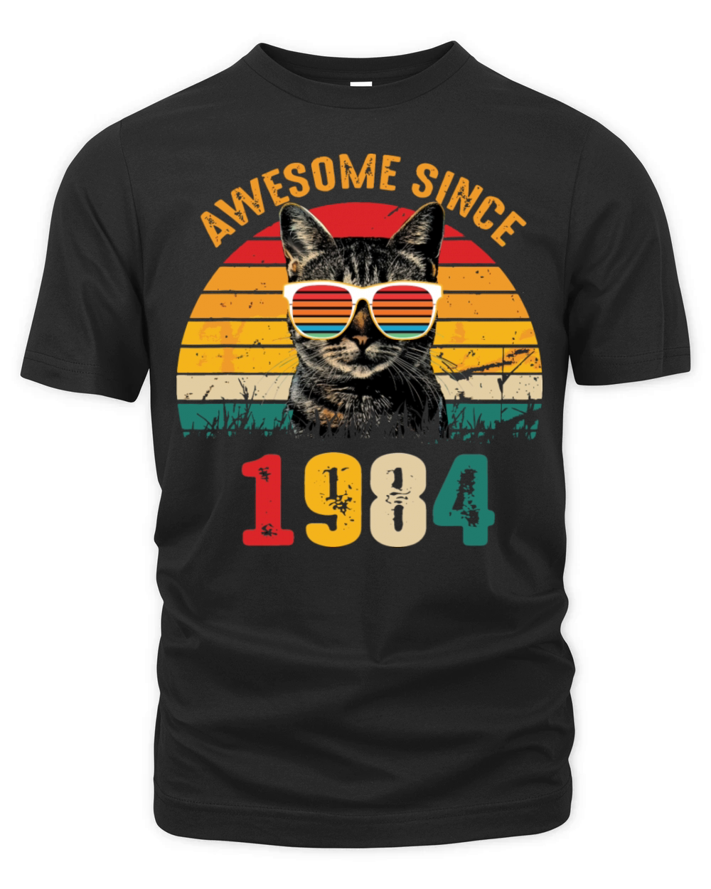 Retro Awesome Cool Cat Since 1984 Organic Unisex T-shirt