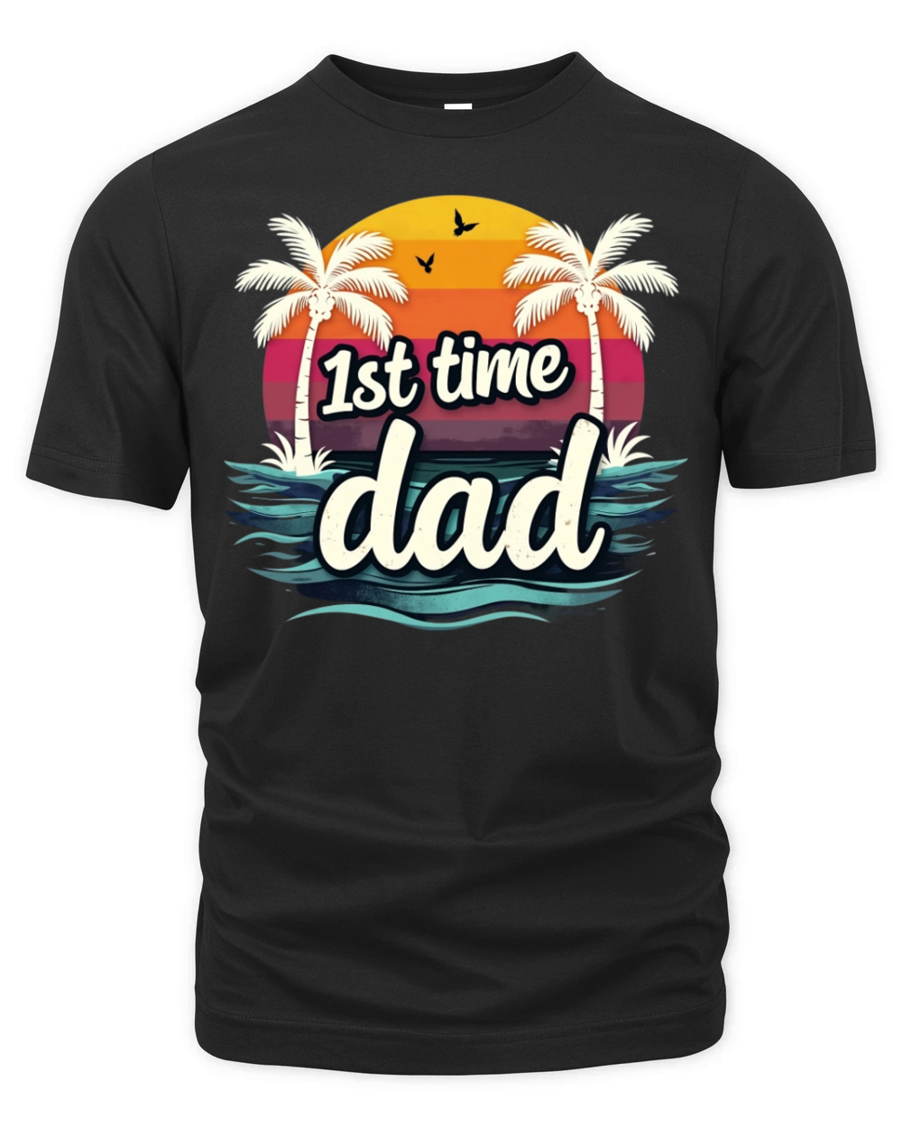 Vintage Retro Sunset 1st First Time Dad est 2024 Organic Unisex T-shirt