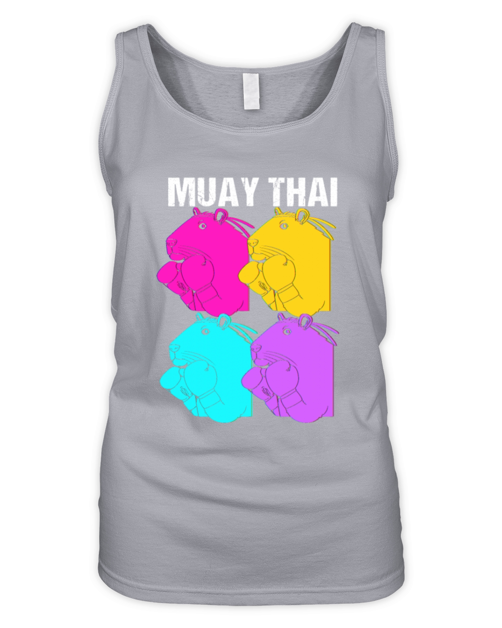 MMA Kickboxing Retro 80s Capybara Doing Muay Thai Organic Women's Tank Top