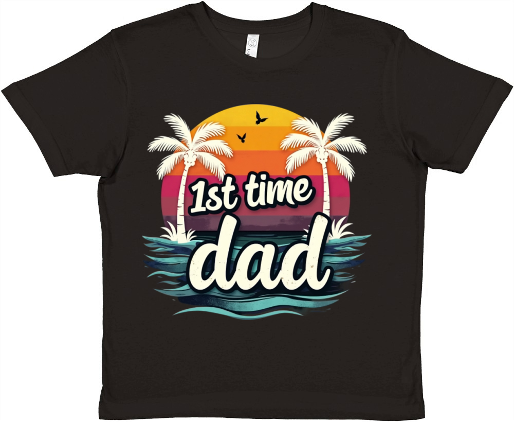 Vintage Retro Sunset 1st First Time Dad est 2024 Premium Kids Crewneck T-shirt