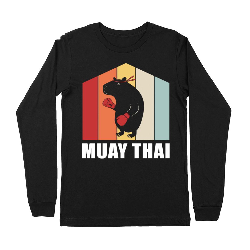 Colorful Animal Kickboxing Capybara Muay Thai Premium Long Sleeve