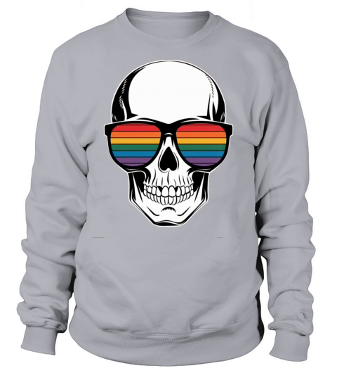 Gay Pride LGBTQ Halloween Skull Rainbow Sunglasses Sweatshirt Unisex