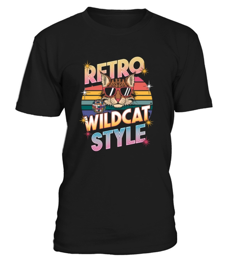 Funky Wildcat in Sunglasses Retro 80s Style T-Shirt Unisex