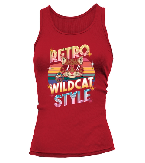 Funky Wildcat in Sunglasses Retro 80s Style Tank top Woman