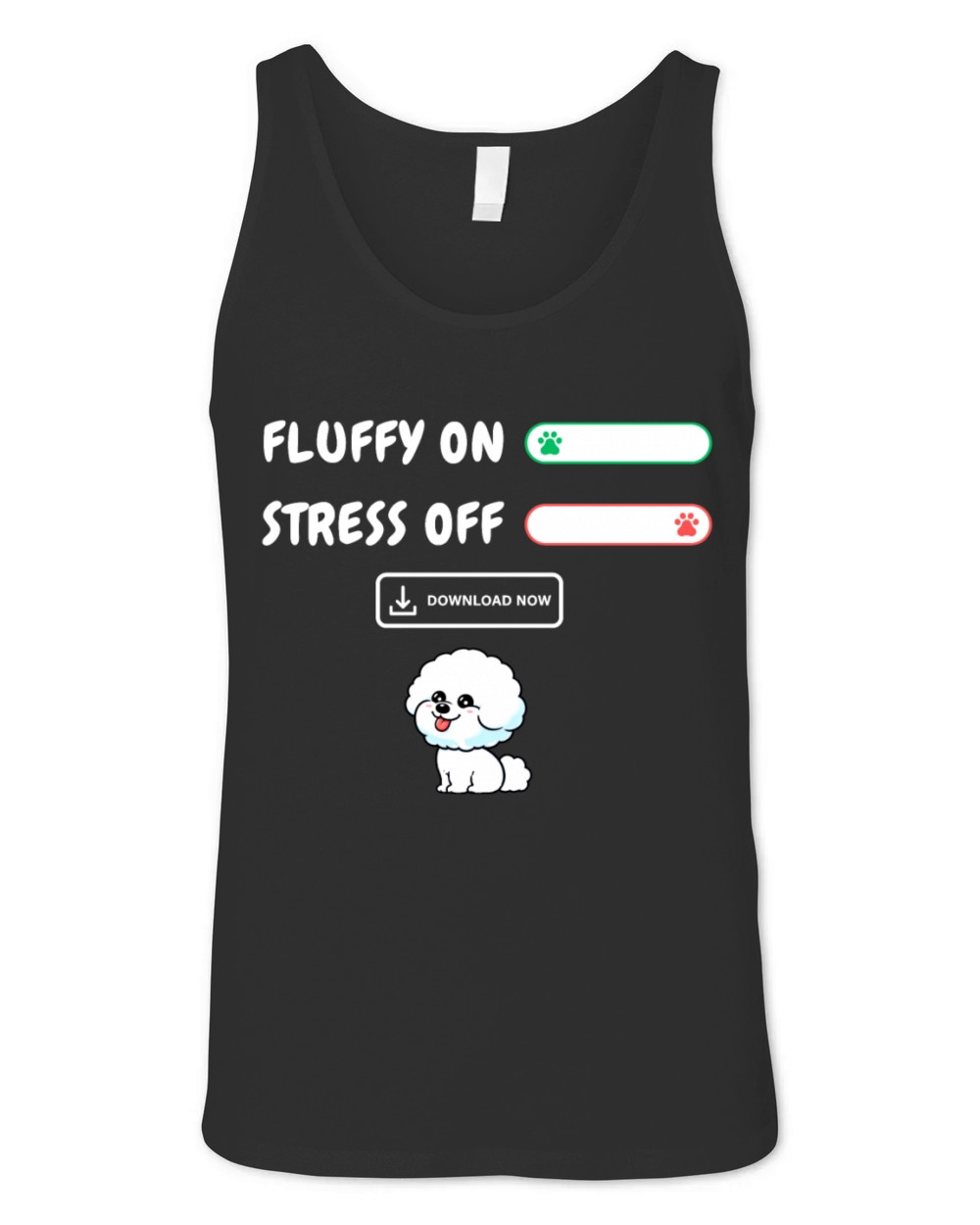 Fluffy on stress off Unisex Jersey Tank