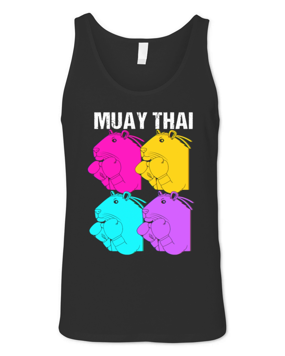 MMA Kickboxing Retro 80s Capybara Doing Muay Thai Unisex Jersey Tank
