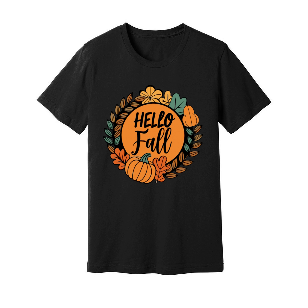 Hallo Fall Halloween Typography Vector V 01 Unisex Jersey Tee
