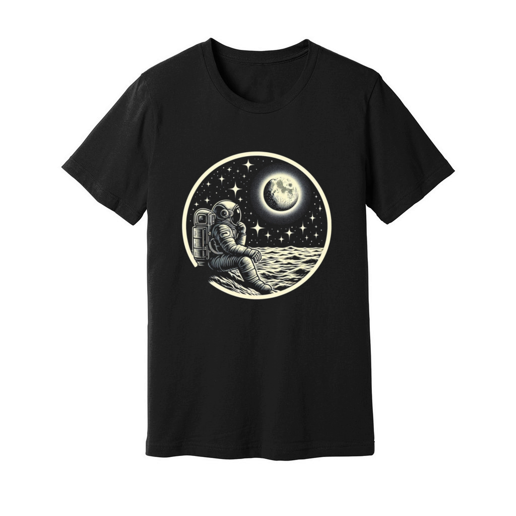 Retro astronaut watching stars space adventure 3 Unisex Jersey Tee