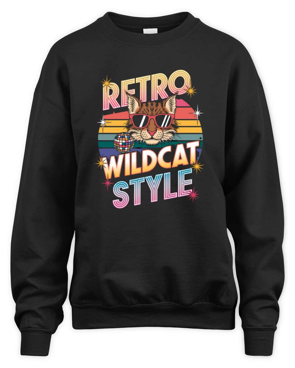 Funky Wildcat in Sunglasses Retro 80s Style Unisex Premium Crewneck Sweatshirt