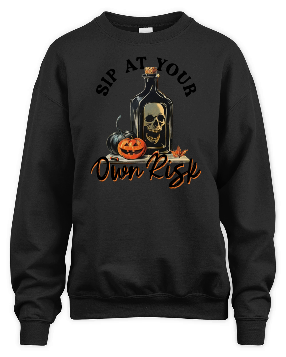 Sip At Your Own Risk - Vintage Halloween Unisex Premium Crewneck Sweatshirt
