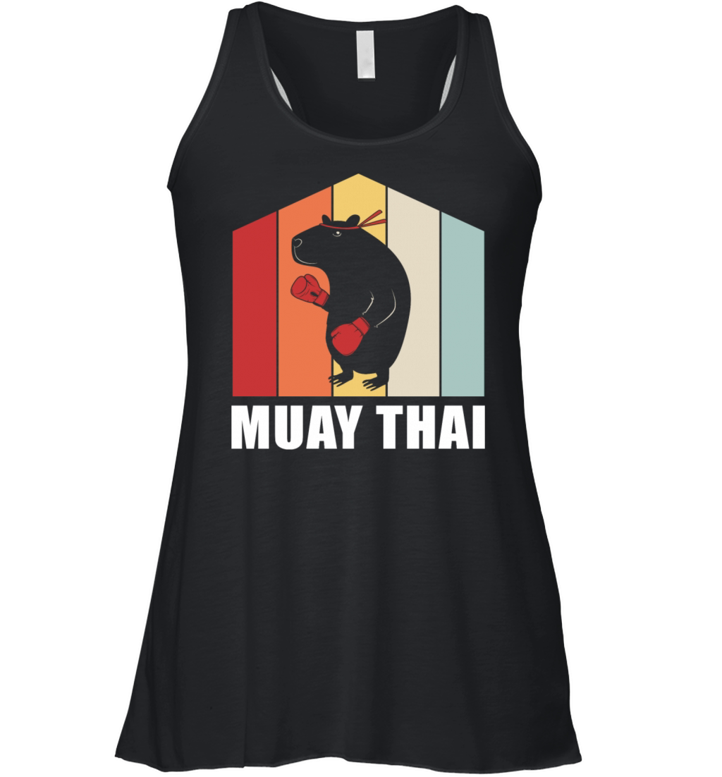 Colorful Animal Kickboxing Capybara Muay Thai Women's Flowy Tank Top