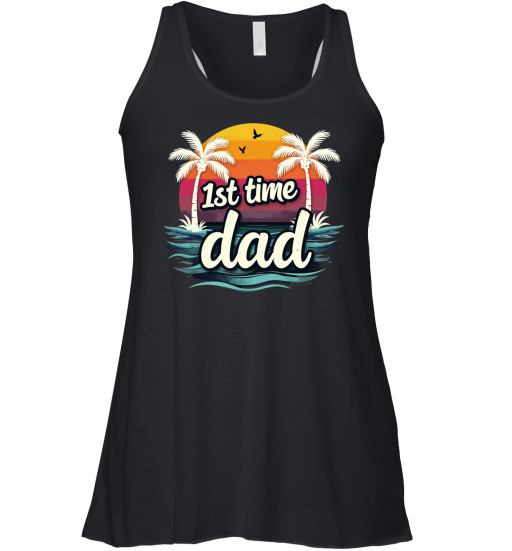 Vintage Retro Sunset 1st First Time Dad est 2024 Women's Flowy Tank Top