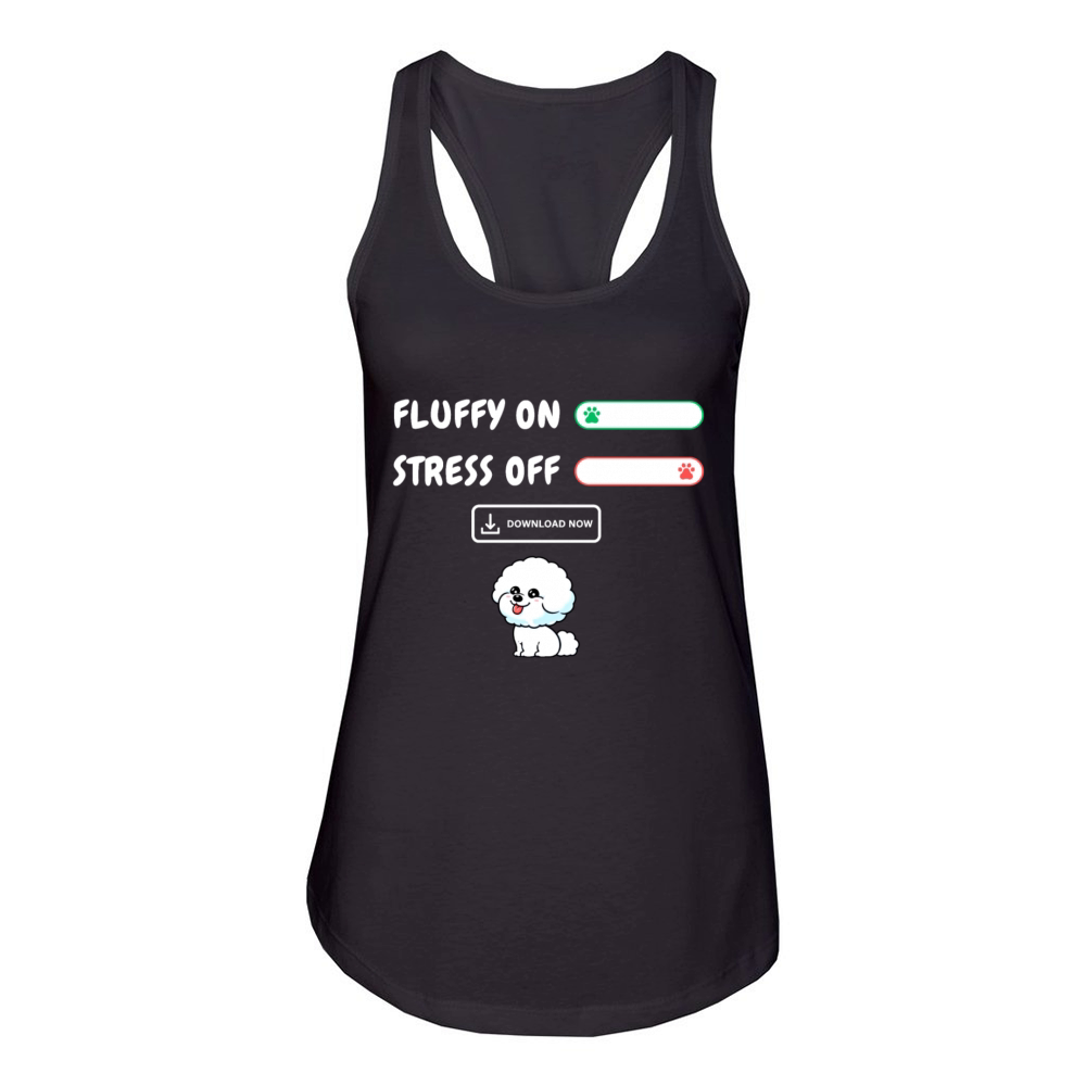 Fluffy on stress off Women's Racerback Tank