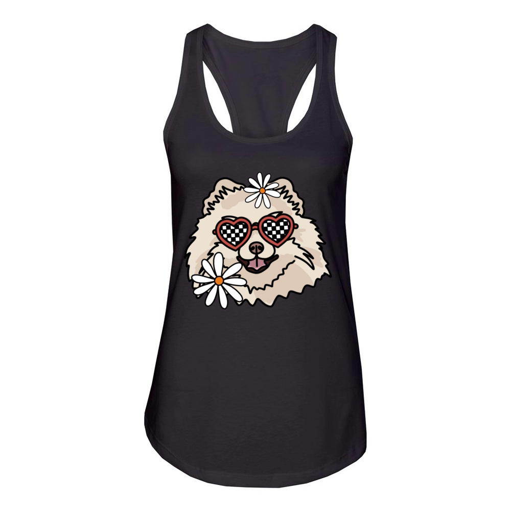 Pomeranian Retro Dog Women's Racerback Tank