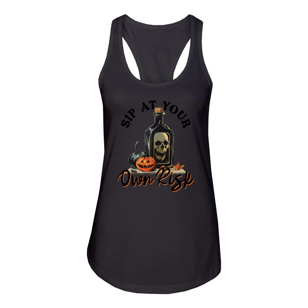 Sip At Your Own Risk - Vintage Halloween Women's Racerback Tank