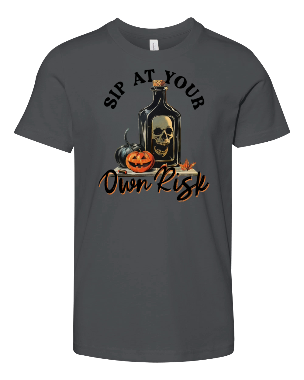 Sip At Your Own Risk - Vintage Halloween Youth Unisex Jersey Tee