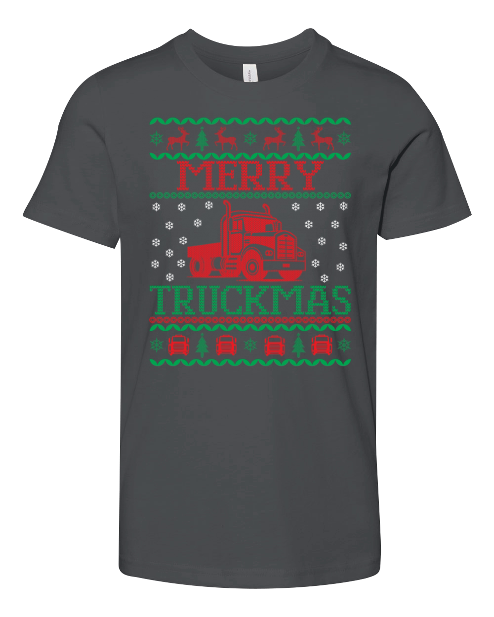 Trucker Merry Truckmas Funny Trucker Drive Ugly Youth Unisex Jersey Tee