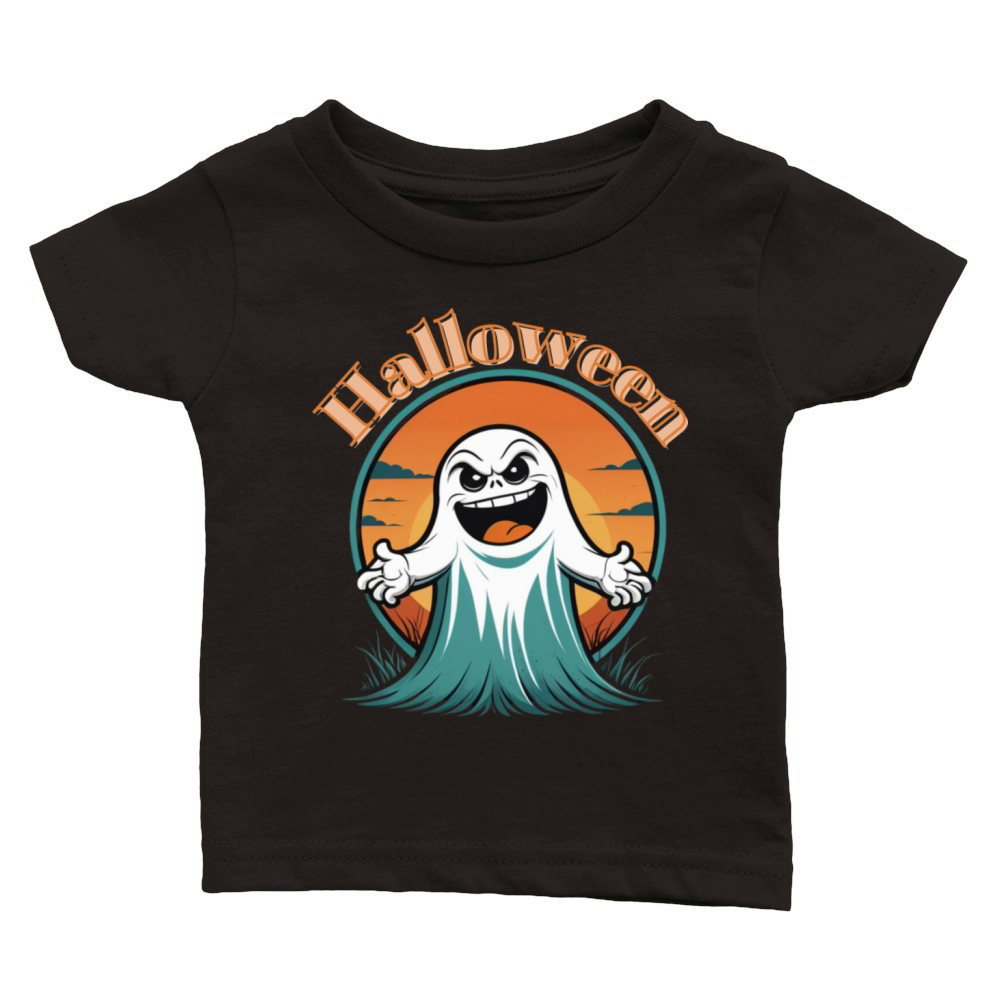 Vintage Pumpkin Scene Halloween Classic Baby Crewneck T-shirt