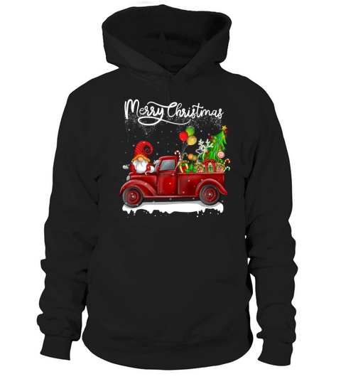 Merry Christmas Vintage Red Truck Gnome Hoodie Unisex
