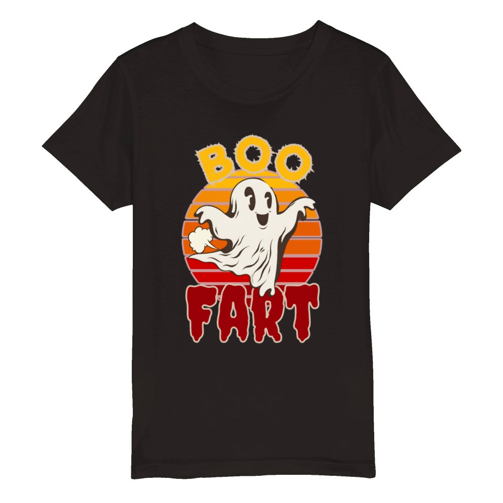 Boo fart funny farting ghost for Halloween Organic Kids Crewneck T-shirt