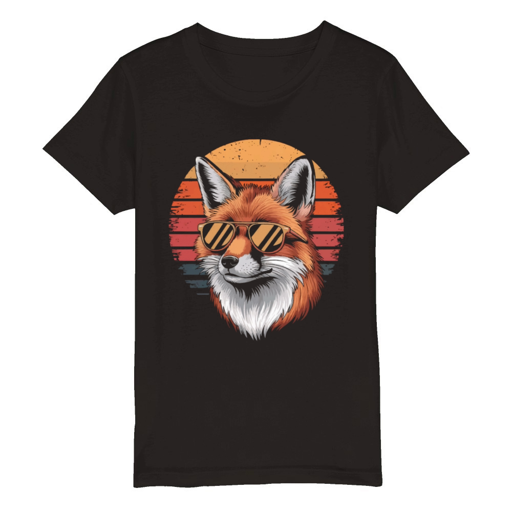 Fox with vintage sunglasses Organic Kids Crewneck T-shirt