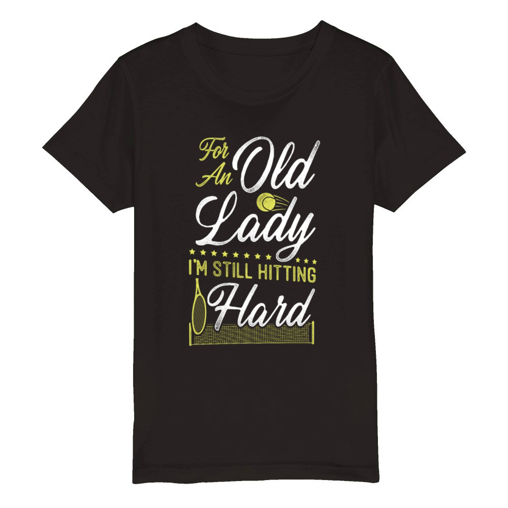 Funny Tennis Player Racket Grandma Organic Kids Crewneck T-shirt