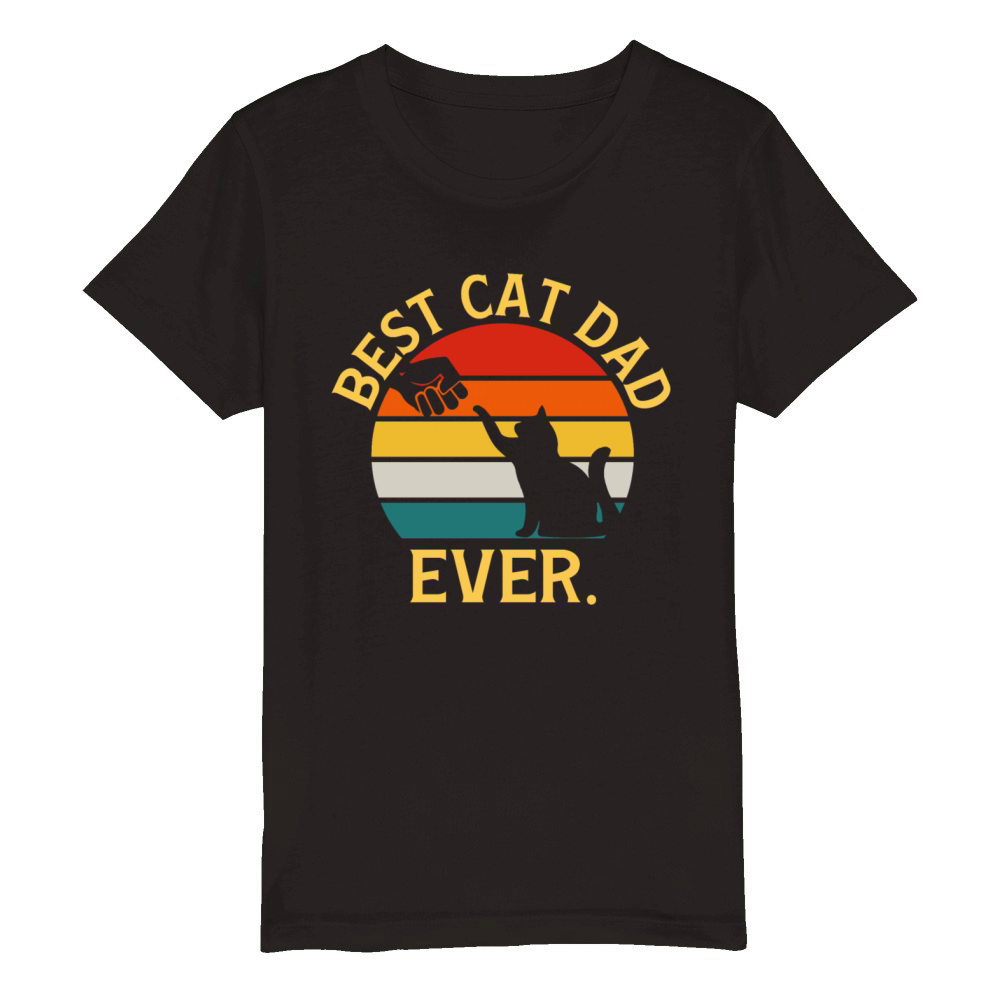 Vintage Best Cat Dad Ever Organic Kids Crewneck T-shirt
