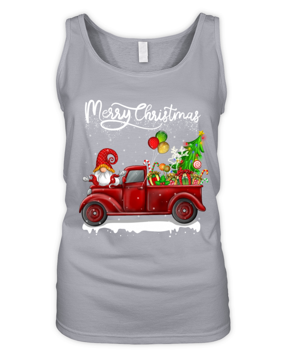 Merry Christmas Vintage Red Truck Gnome Organic Women's Tank Top