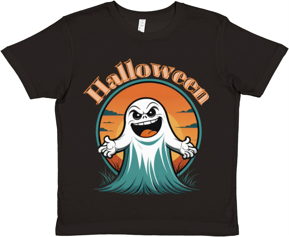 Vintage Pumpkin Scene Halloween Premium Kids Crewneck T-shirt