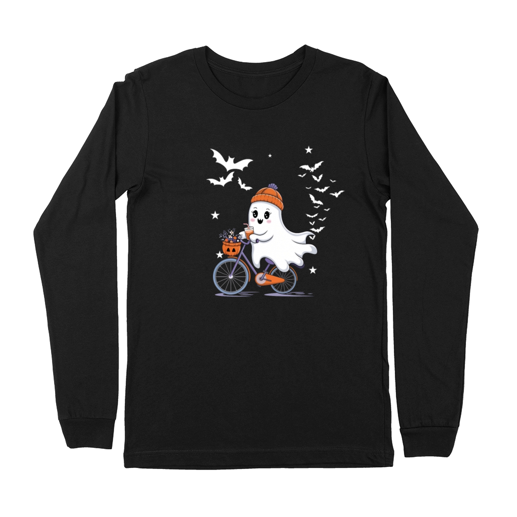 Cute Halloween Ghost T-shirt Halloween Fall Shirt Premium Long Sleeve