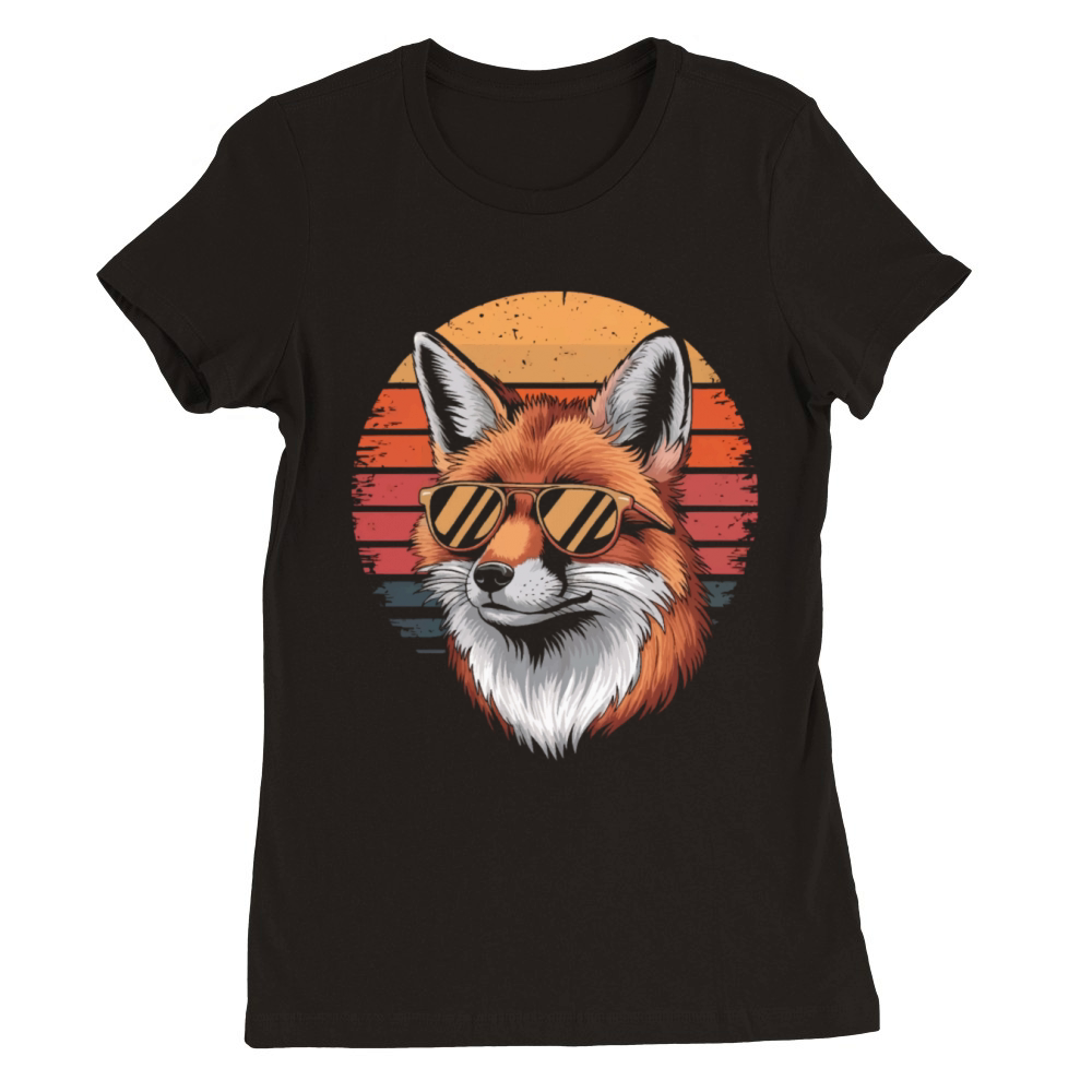 Fox with vintage sunglasses Premium Womens Crewneck T-shirt