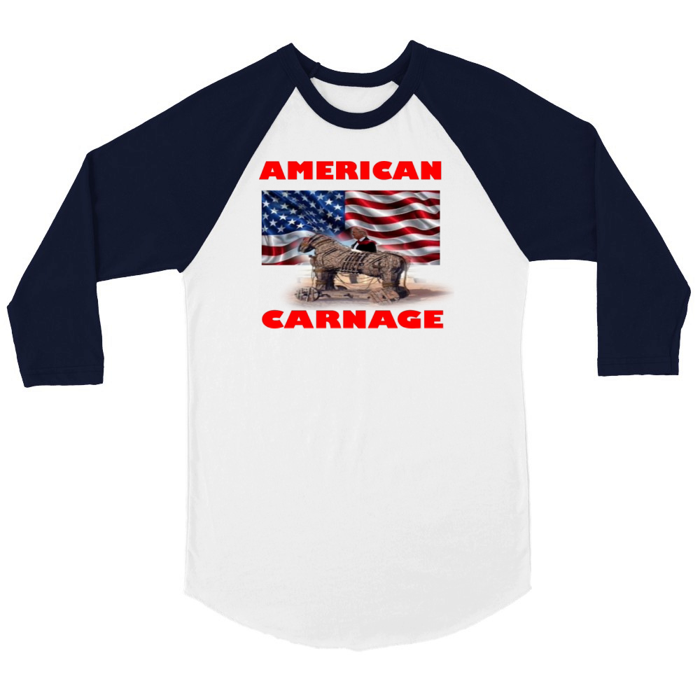 AMERICAN CARNAGE Unisex ¾ sleeve Raglan T-shirt