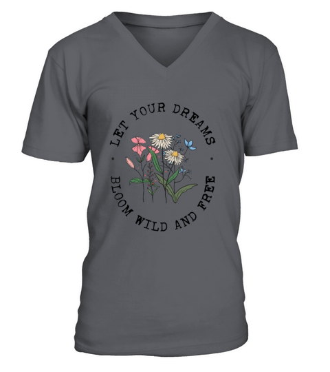 Vintage Retro Wildflowers Let Your Dreams Bloom V-Neck T-shirt