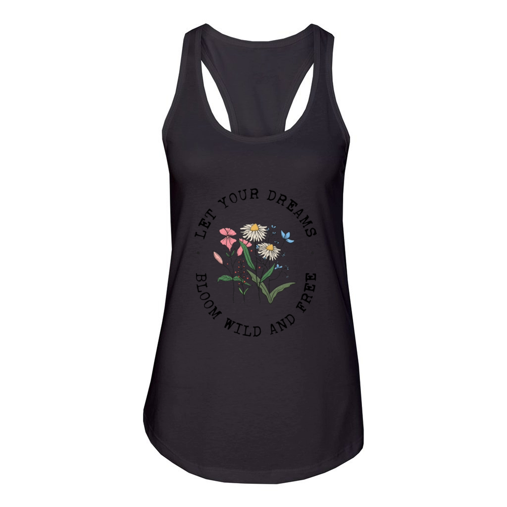 Vintage Retro Wildflowers Let Your Dreams Bloom Women's Racerback Tank