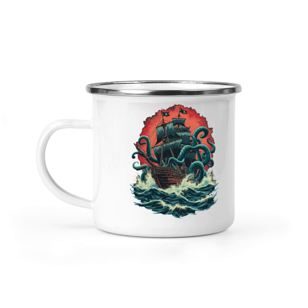 Pirate Ship Kraken Ocean Battle Giant Sea Monster Camping Mug