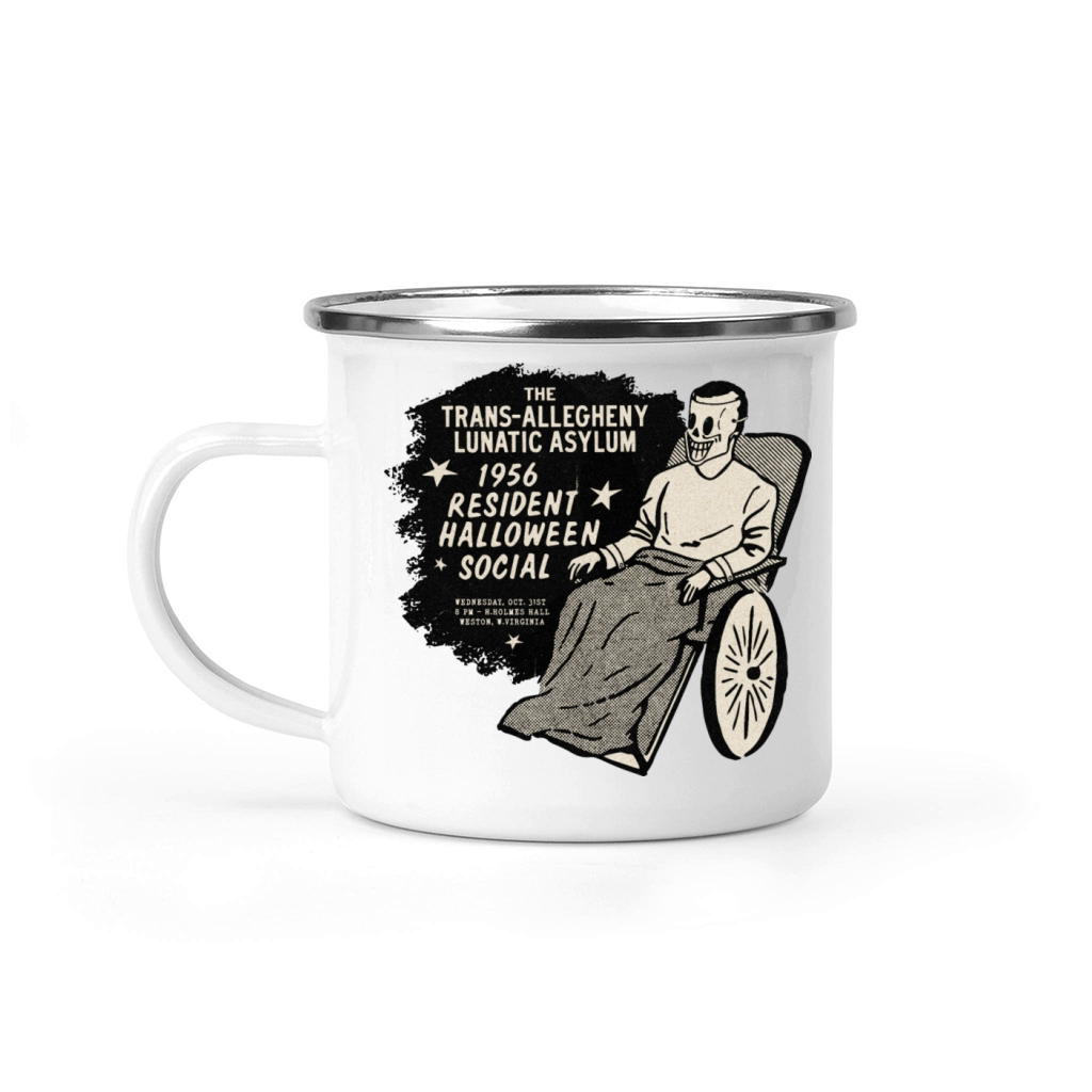 Vintage Insane Asylum Halloween Social Camping Mug