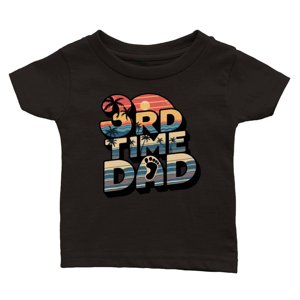 Vintage Retro Sunset 3rd Third Time Dad est 2024 Classic Baby Crewneck T-shirt