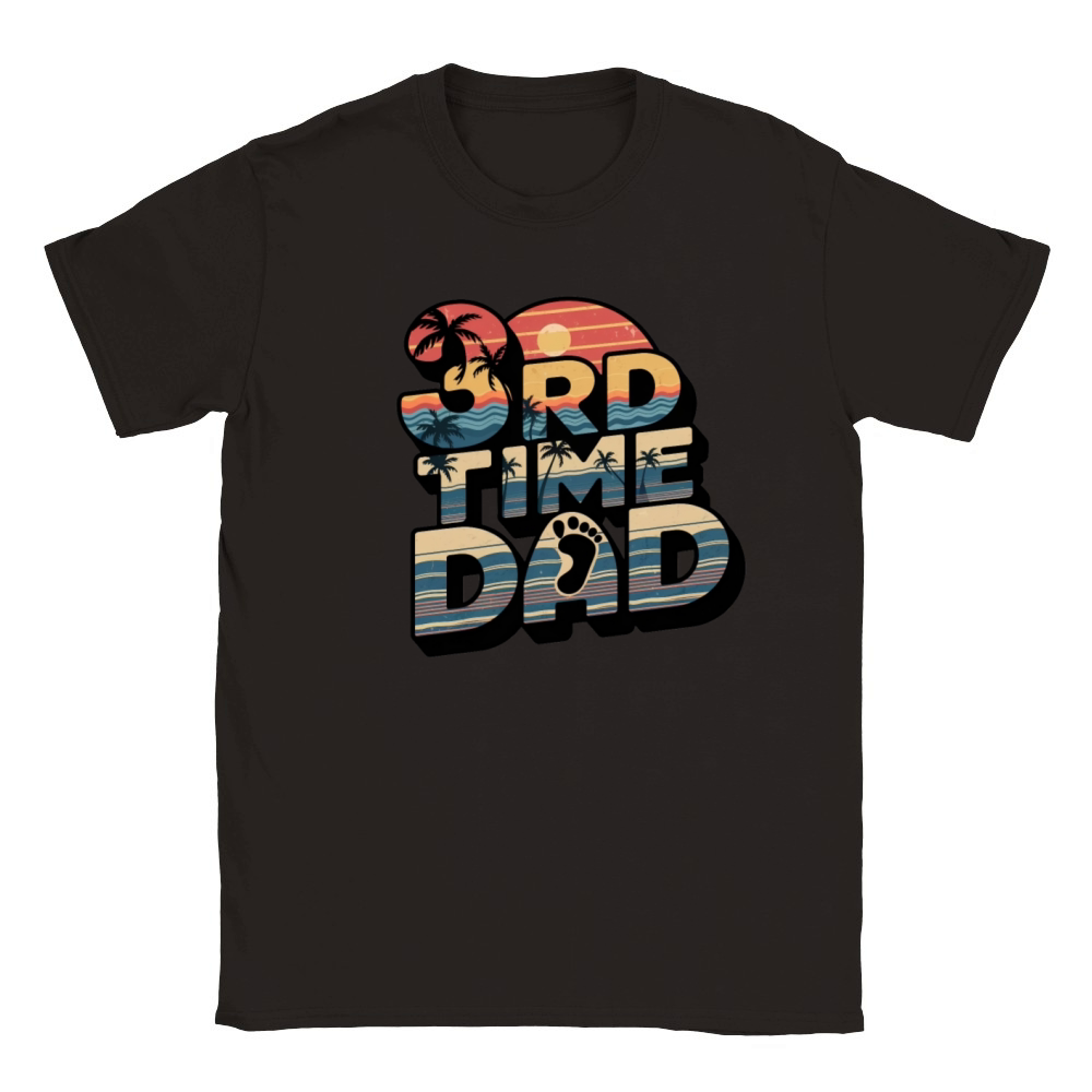 Vintage Retro Sunset 3rd Third Time Dad est 2024 Classic Kids Crewneck T-shirt