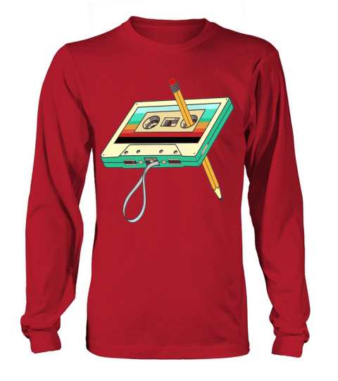 Cassette Tape Pencil 1980s Retro Vintage Long sleeved Unisex