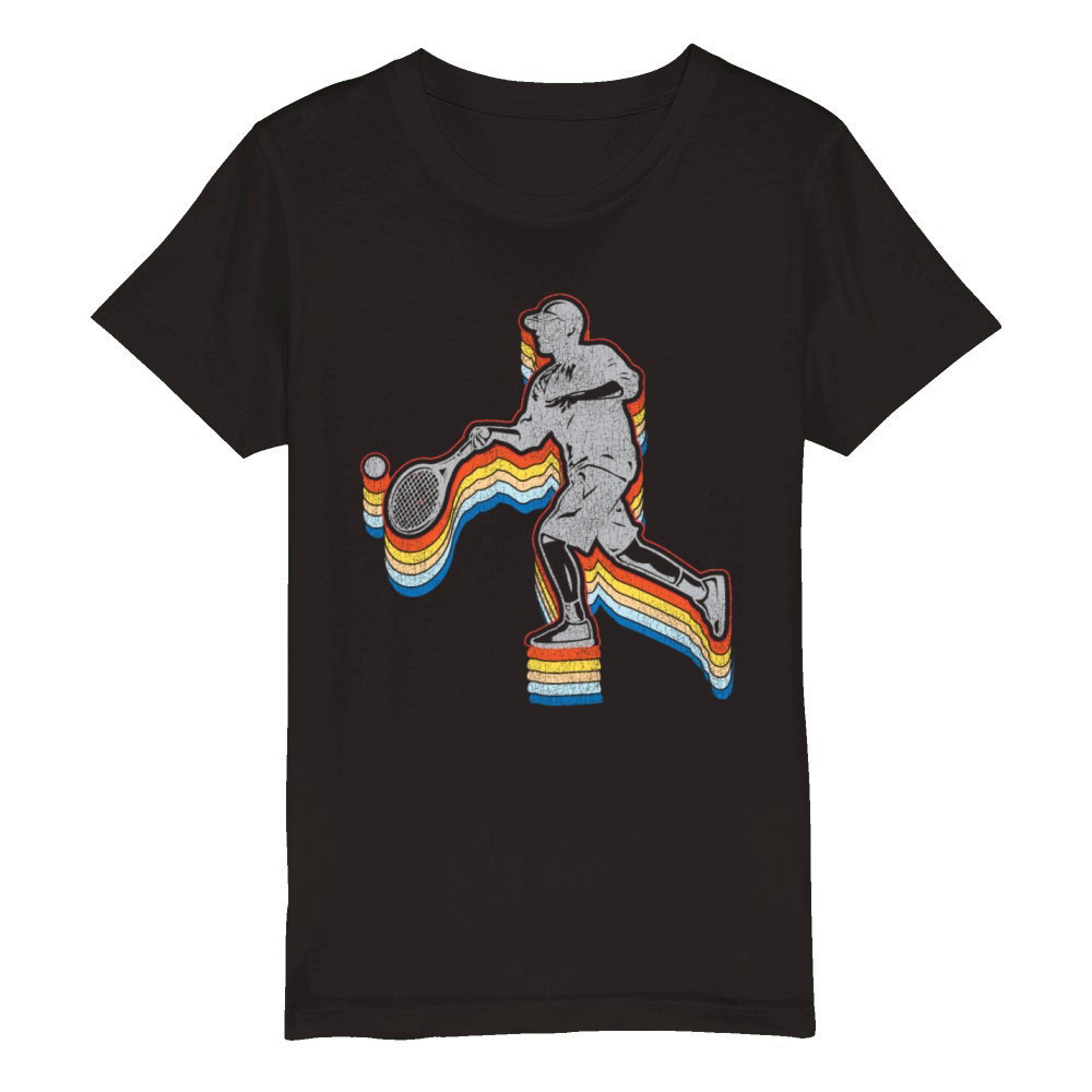 Funny Tennis Player Racket Retro Organic Kids Crewneck T-shirt