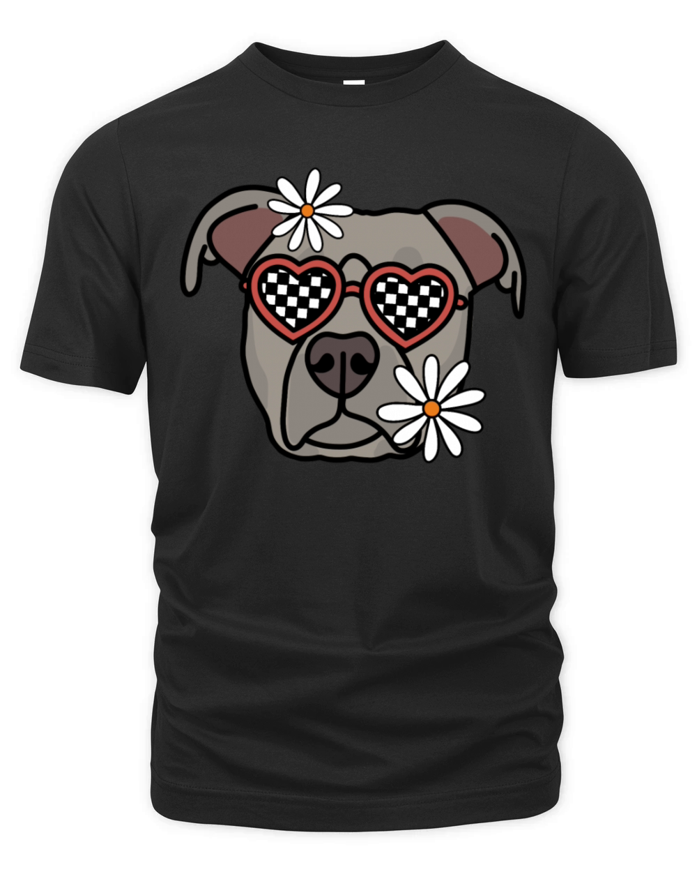 Pitbull Grey Retro Dog Organic Unisex T-shirt