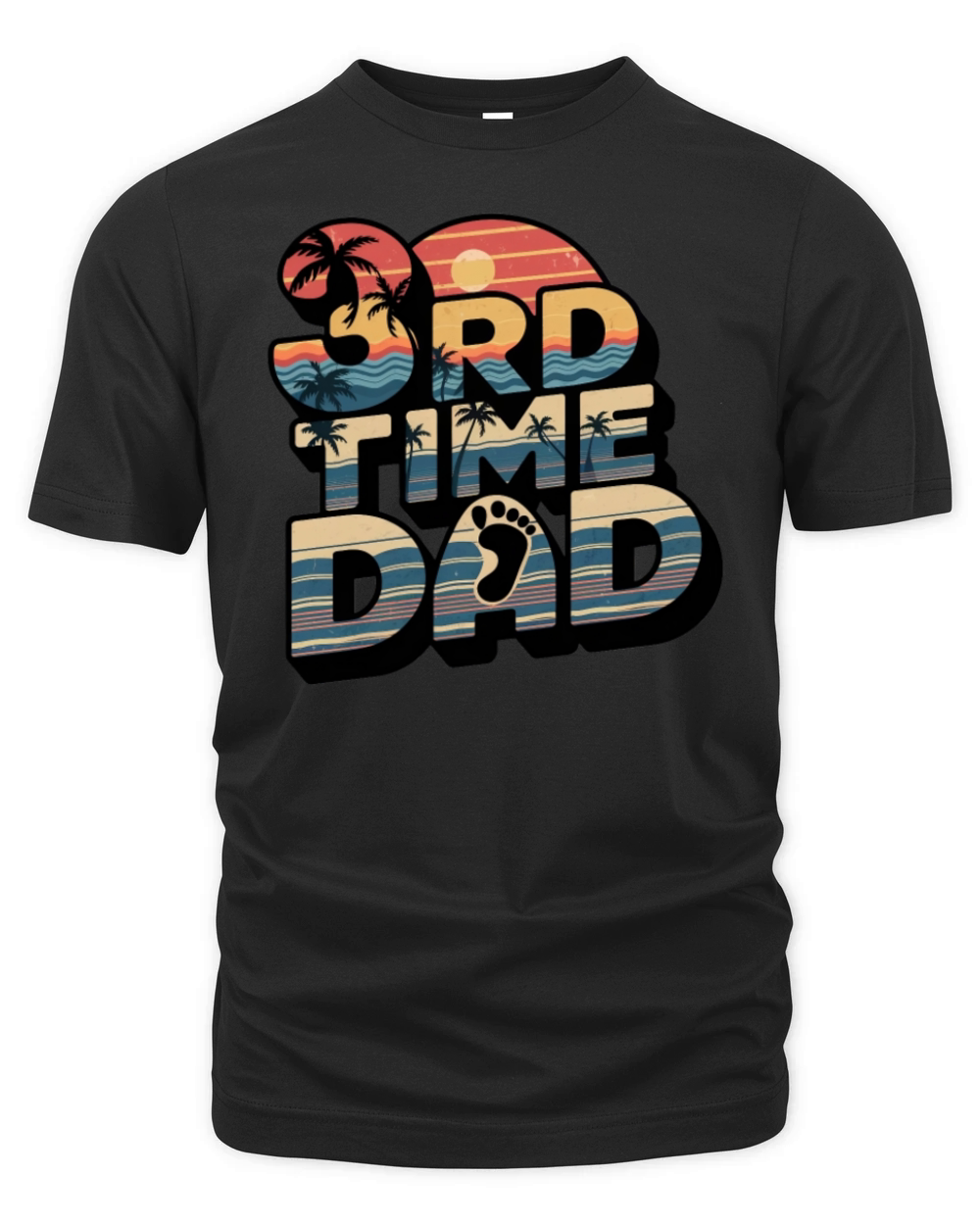 Vintage Retro Sunset 3rd Third Time Dad est 2024 Organic Unisex T-shirt