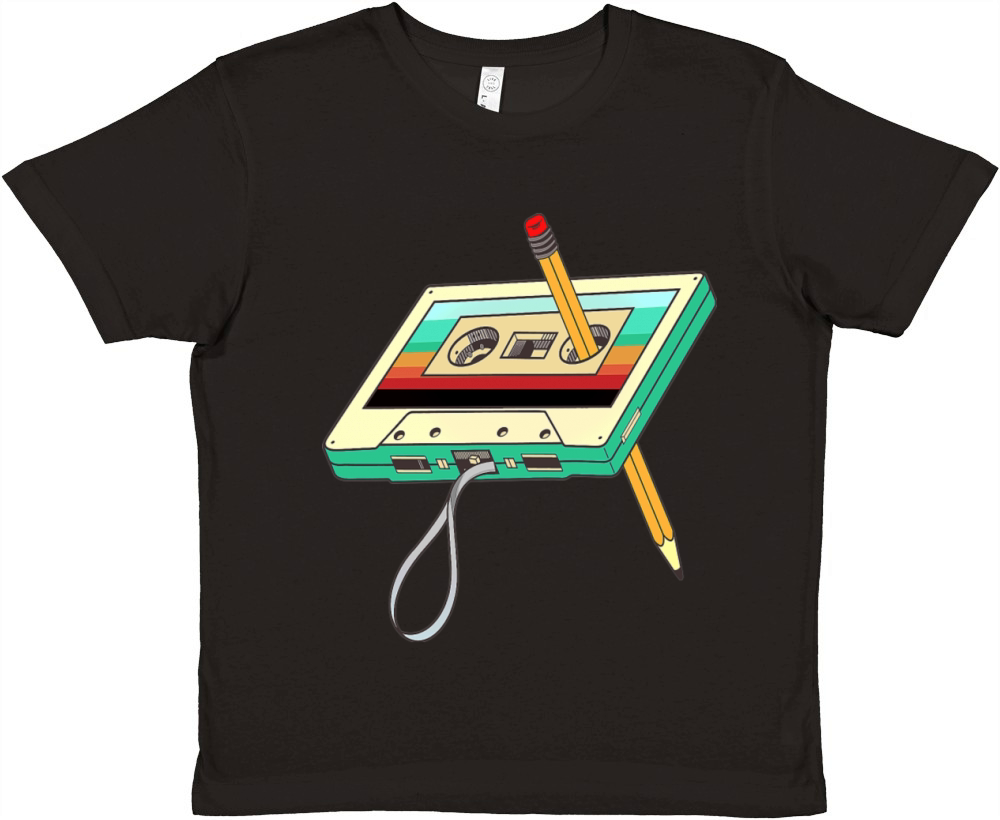 Cassette Tape Pencil 1980s Retro Vintage Premium Kids Crewneck T-shirt